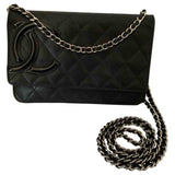 Chanel wallet on chain black leather handbag