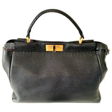 Fendi peekaboo black leather handbag