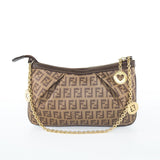 Fendi brown cloth clutch bag