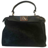 Fendi peekaboo black pony-style calfskin handbag