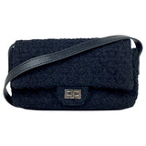 Chanel 2.55 black tweed handbag