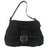 Fendi mamma baguette  black rabbit handbag