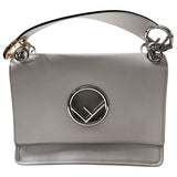 Fendi kan i logo white leather handbag