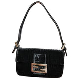 Fendi baguette black velvet handbag