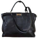 Fendi peekaboo black leather handbag