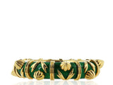 Green Paillonne Enamel Schlumberger Bracelet