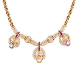 GOLD, SAPPHIRE, RUBY AND DIAMOND NECKLACE