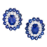 STUNNING DIAMOND AND SAPPHIRE CLUSTER EARRINGS