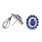 STUNNING DIAMOND AND SAPPHIRE CLUSTER EARRINGS