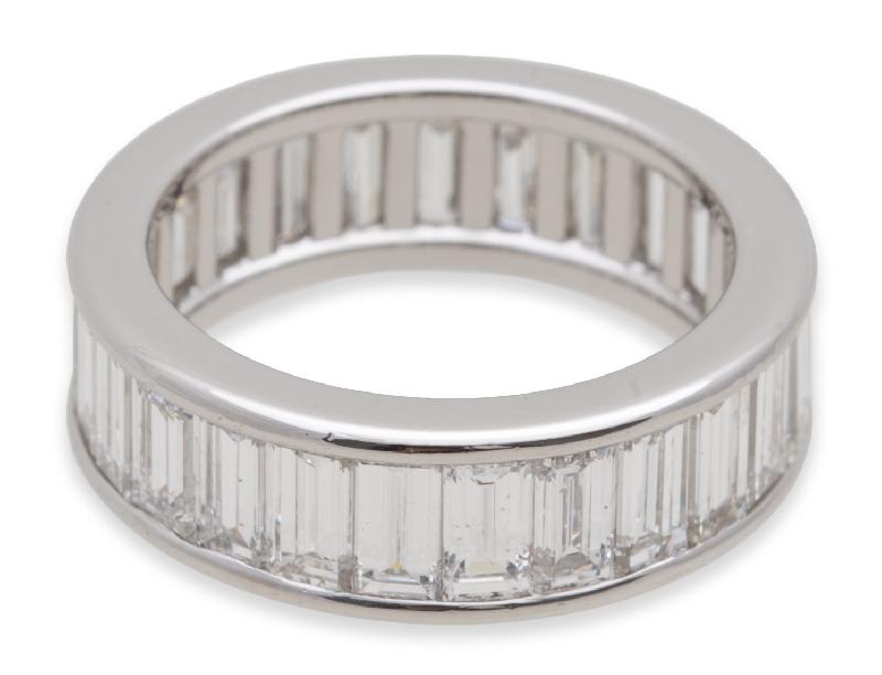 Cartier Diamond Baguette Platinum Eternity Wedding Ring Luxify