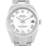 Rolex Datejust Midsize Steel 18k White Gold Oyster Bracelet Watch 178274