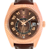 Rolex Sky-Dweller Everose Chocolate Brown Rose Gold Mens Watch 326135