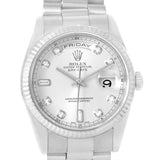 Rolex President Day-Date 18k White Gold Diamond Mens Watch 118239