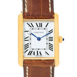 Cartier Tank Classic Paris 18K Yellow Gold Brown Strap Unisex Watch