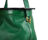 HERMES VINTAGE GREEN LEATHER BUCKET BAG