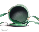 HERMES VINTAGE GREEN LEATHER BUCKET BAG