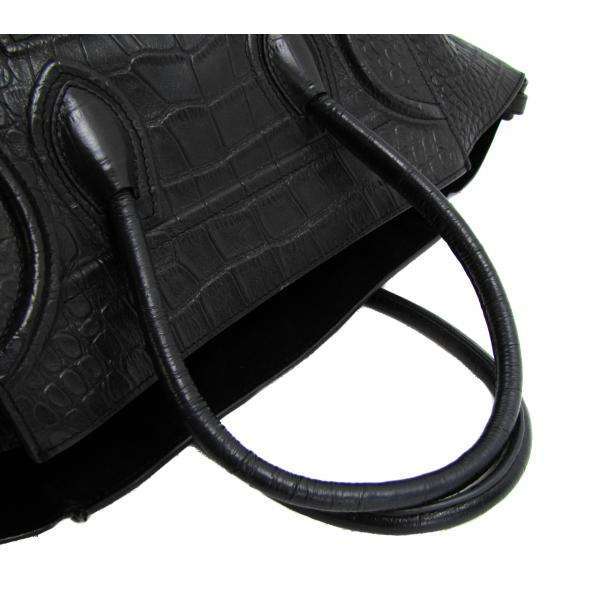 Celine Black Croc Embossed Leather Small Square Phantom Luggage 