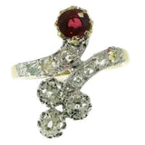 Victorian Natural Ruby and Diamond Engagement Ring