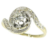 Diamond and Gold Swirl Engagement Ring