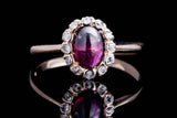 Victorian Almadine Garnet & Rose Cut Diamond Ring in Yellow Gold