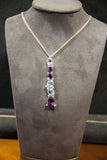 "Calla" style 18 kt white gold necklace, with azure oval cut topazes, oval cut amethysts and diamonds - by ITITOLI