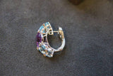 "Calla" style earrings, with azure oval cut topazes, oval cut amethysts and diamonds - by ITITOLI