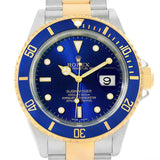 Rolex Submariner Steel Yellow Gold Blue Dial Watch 16613 Box Papers