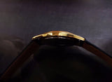 OMEGA MEN'S BLACK DIAL GOLD 18K GP SEMASTER WATCH CAL 1430 QUARTZ BATTERY GENTS