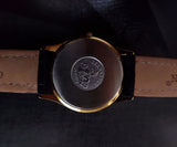 OMEGA MEN'S BLACK DIAL GOLD 18K GP SEMASTER WATCH CAL 1430 QUARTZ BATTERY GENTS