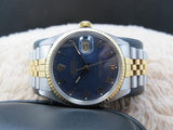 1987 ROLEX DATEJUST 16013 2-TONE ORIGINAL MATT BLUE ROMAN DIAL