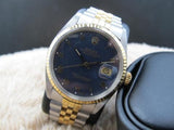 1987 ROLEX DATEJUST 16013 2-TONE ORIGINAL MATT BLUE ROMAN DIAL