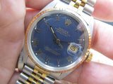 1987 ROLEX DATEJUST 16013 2-TONE ORIGINAL MATT BLUE ROMAN DIAL