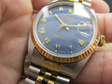 1987 ROLEX DATEJUST 16013 2-TONE ORIGINAL MATT BLUE ROMAN DIAL