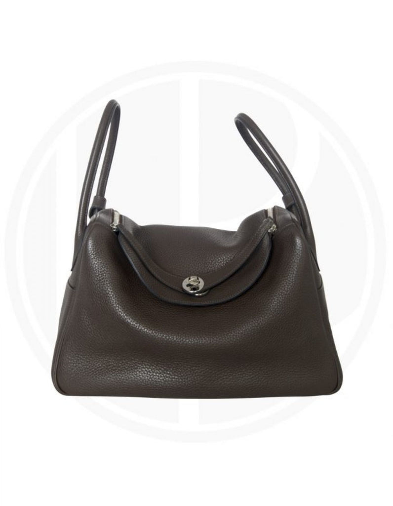 Hermes Lindy Bag Clemence Leather Palladium Hardware In Black