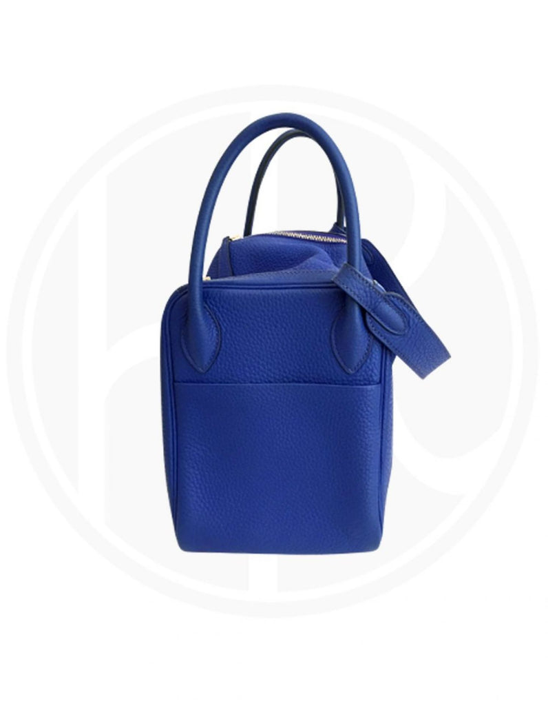 Authentic Hermes Lindy 30 in electric blue Clemence PHW