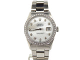 Pre Owned Mens Rolex Stainless Steel Datejust White MOP Diamond 16030