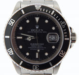 PRE OWNED MENS ROLEX STAINLESS STEEL SUBMARINER MATTE BLACK TRANSITIONAL SUB 168