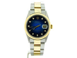 Pre Owned Mens Rolex Two-Tone Datejust with a Blue Vignette Diamond Dial 16233