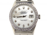 Pre Owned Mens Rolex Stainless Steel Datejust White MOP Diamond 16030