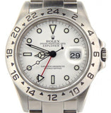 PRE OWNED MENS ROLEX STAINLESS STEEL EXPLORER II WITH A WHITE DIAL 16570